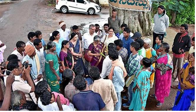 Director of ICAR-National Bureau of Agricultural Insect Resources, Chandish R Ballal at a tribal farmers meeting at Pedalabudu in Araku mandal of Visakhapatnam district on July 12, 2018