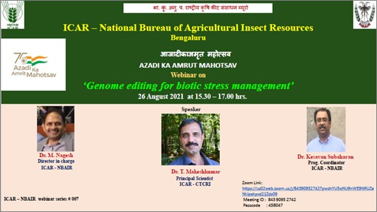 Webinar on Genome Editing for Biotic Stress Management - 26.08.2021