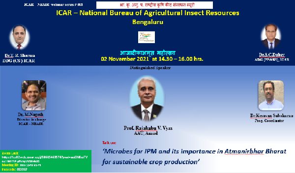 Webinar on Microbes for IPM and its importance in Atmanirbhar Bharat for sustainable crop production on 2nd November at 2.30pm – 4.00 pm