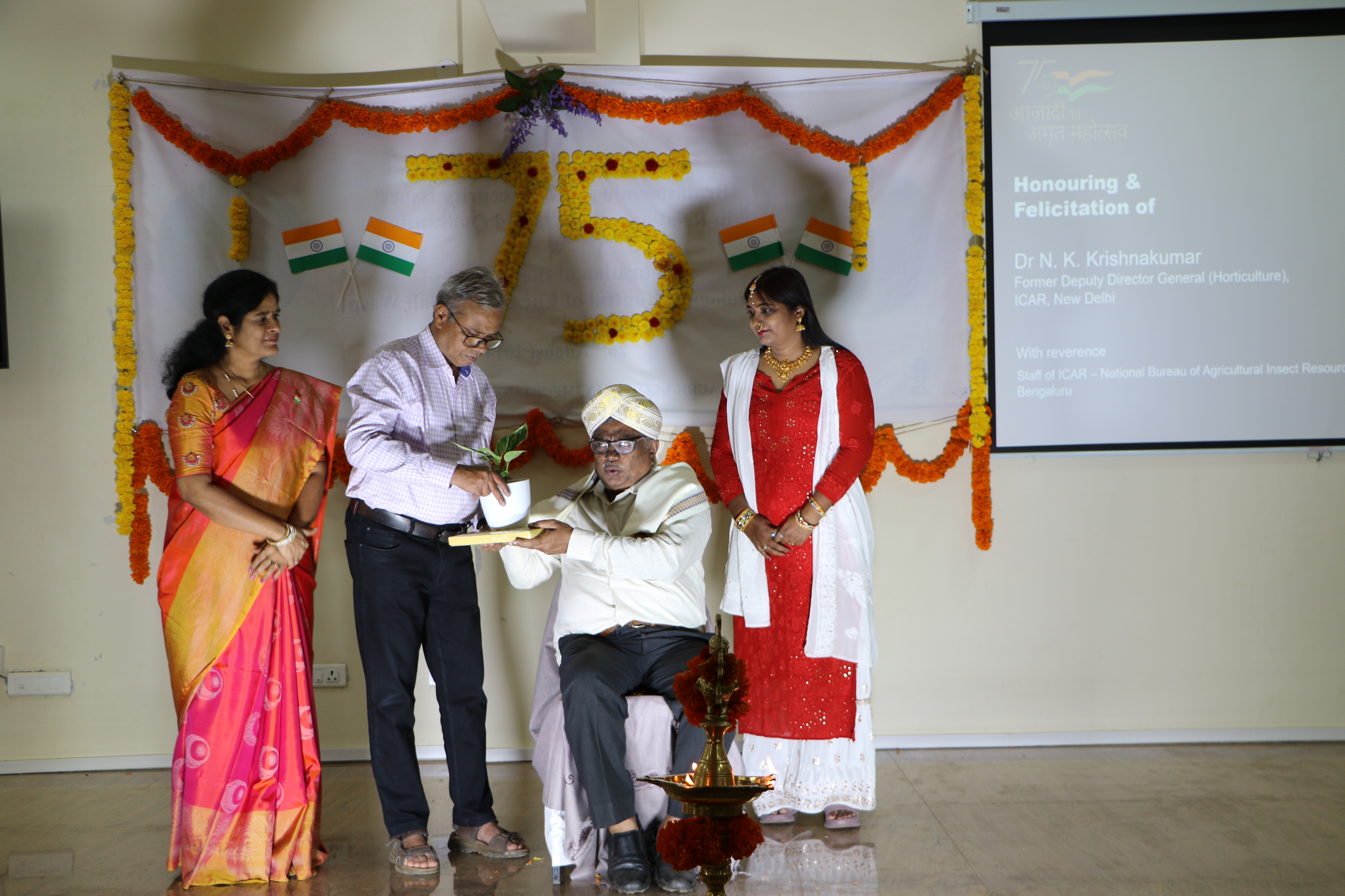 Dr. N.K. Krishna Kumar, Former DDG (Hort.), ICAR, has been felicitated in the eve of 75 years of Independence day Celebration
