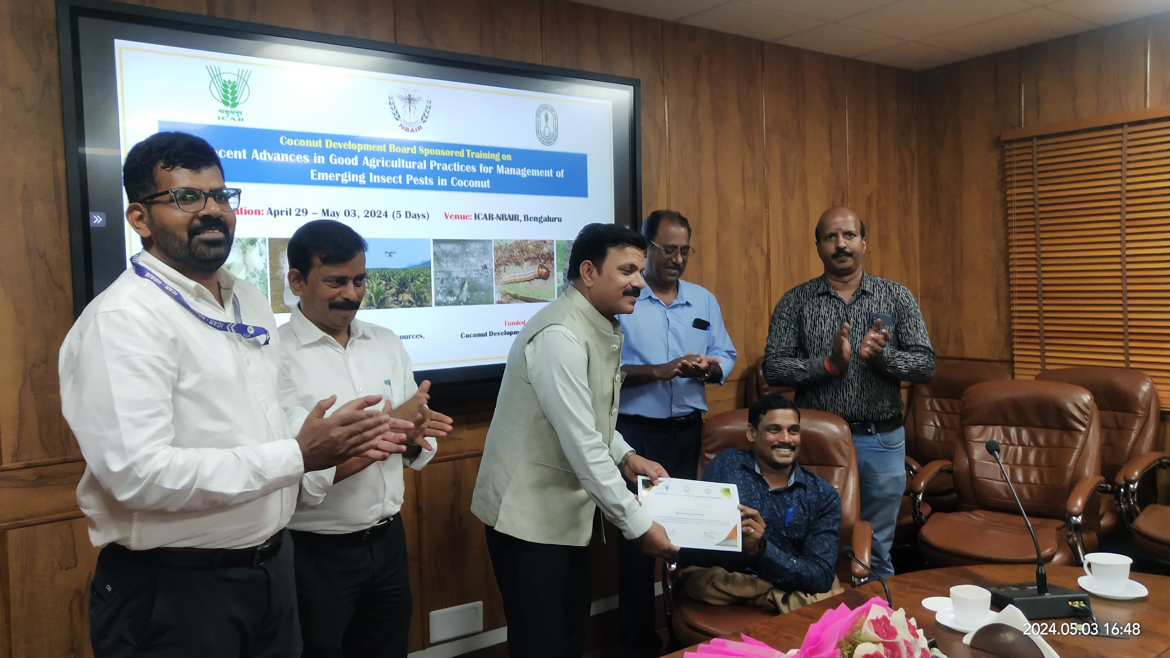 ICAR-NBAIR Conducted Training on Recent Advances in Good Agricultural Practices for Management of Emerging Insect Pests in Coconut